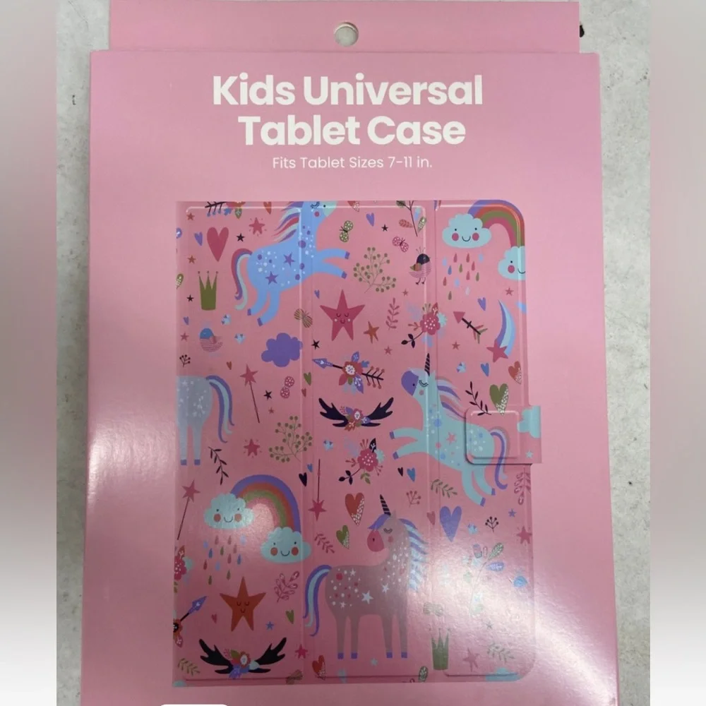 Pink Unicorn and Rainbow Tablet Case